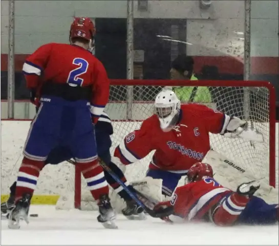  ?? JULIA MALAKIE — LOWELL SUN ?? Tewksbury High goalie Benjamin O’keefe has been selected as The Sun’s boys hockey Player of the Year after an outstandin­g season for the Redmen.