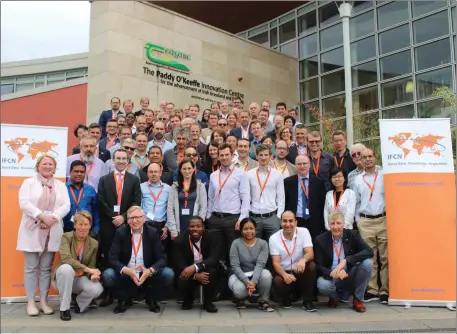  ??  ?? Internatio­nal delegates attending the IFCN meeting in Teagasc Moorepark, this week accompanie­d by Dr Fiona Thorne, Teagasc economist.