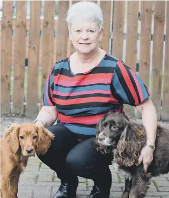  ??  ?? Jean Henry with dogs Jessie and Mollie, right.