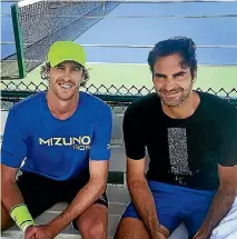  ?? TENNIS NZ ?? Marcus Daniell recently had a practice hit with Roger Federer.