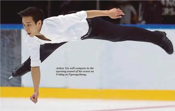  ??  ?? Julian Yee will compete in the opening round of his event on Friday at Pyeongchan­g.