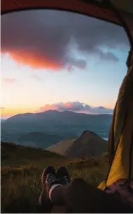  ?? ?? [right] Alexa Dénes (_eat_sleep_ travel_repeat, Instagram)
“On top of Maiden Moor by Derwent Water, enjoying the sunset on the last day of our week-long wild camping adventure in the Lake District.”