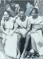  ?? UKZN Gandhi Luthuli Documentat­ion Centre Archives ?? MP NAICKER and family, Saro Naicker, Suganya and Preneven, before they went into exile in 1965. This picture was taken at Suganya’s earpiercin­g ceremony. MP had just arrived after playing a game of tennis. |