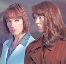  ?? ?? Top, Mel Giedroyc and Sue Perkins in Hitmen Reloaded. Above left, The Goes Wrong Show. Above right, Rachael Stirling and Anna Maxwell Martin in Hollington Drive.