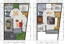  ??  ?? DENAH LANTAI 1 DENAH LANTAI 2 1 CARPORT 2 TERAS/
BALKON 3 R.TAMU 4 R.MAKAN 5 DAPUR 6 KM/WC 7 GARASI 8 R.TIDUR 9 GUDANG 10 R.KELUARGA 11 R.BACA 12 MUSALA 13 R.CUCI &
JEMUR