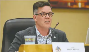  ?? RONALD ZAJAC ?? Brockville Mayor Matt Wren speaks at the general committee meeting of Tuesday, April 16, 2024.