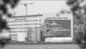  ?? CP PHOTO ?? The Irving Shipbuildi­ng facility is seen in Halifax on Thursday. The union at the shipyard, building some of the Royal Canadian Navy’s new ships, has given 48-hour strike notice.