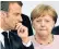  ??  ?? Angela Merkel with Emmanuel Macron of France at the Tokyo summit