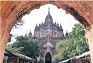  ??  ?? Htilominlo Temple was built during the reign of King Htilominlo in 1211, and was possibly the last temple to be built in Bagan. Highlights are the four-seated Buddha images facing the four cardinal directions, old murals, fine plaster carvings and...