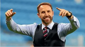  ?? GETTY IMAGES ?? England manager Gareth Southgate celebrates thier victory over Sweden at the World Cup in Russia yesterday.