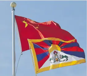  ?? DAVE ABEL / POSTMEDIA NEWS ?? A student in Canada who posted a picture of the Tibetan flag on Twitter found himself subject to the unwelcome attention of the Chinese government shortly afterward.