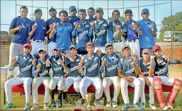  ??  ?? Ranabima Royal Baseball Club team posing fora photo after wining baseball title