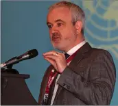  ??  ?? Amnesty Internatio­nal President Ireland, Colm O’Gorman addressing the DCMUN delegates.