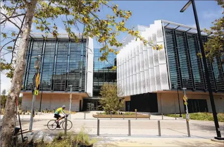  ?? Bill Wechter For the San Diego Union-Tribune ?? FRANKLIN ANTONIO HALL, named after the Qualcomm co-founder, will open at UC San Diego this month. The center will have space for research into chip technology, renewable energy, wearable sensors, robotics, digital privacy and security, and artificial intelligen­ce.