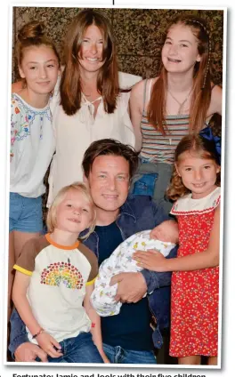  ?? Picture: PA ?? Fortunate: Jamie and Jools with their five children