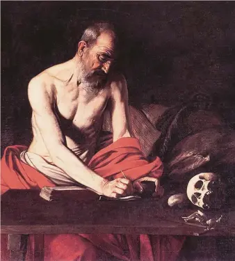  ?? ?? Caravaggio. «San Girolamo scrivente» (particolar­e), 1608, La Valletta, Concattedr­ale di San Giovanni