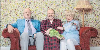  ?? ADAM LAWRENCE BBC/SHUTTERSTO­CK ?? Phil (John Cleese) and Edith (Alison Steadman) are two friends who were thinking of moving in together until her middle-aged son, Roger, (Jason Watkins, centre) moved back home