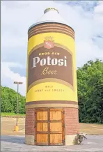  ??  ?? Potosi is home to the world’s largest cone-top beer can, a 40-foot replica of a 1950s can.