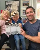  ??  ?? Lad director Dan Hartley with his daughter Edie, six, and son Archie, now nine, who was born when Dan was editing the film.