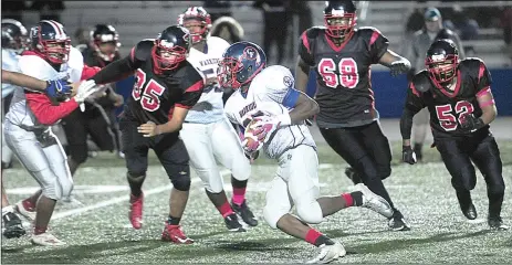  ??  ?? Central Falls running back Travonne Randolph game at Max Read Field.
(No. 25) looks to make something happen against the Tolman defense during Friday’s Division
III