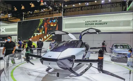  ?? PHOTOS PROVIDED TO CHINA DAILY ?? Xpeng displays its sixth-generation flying car X2 at the 35th Zhengzhou Dahe Internatio­nal Auto Show in Henan province on July 19.