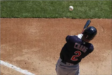  ?? AARON DOSTER — THE ASSOCIATED PRESS ?? Yu Chang singles during the third inning April 18 in Cincinnati.