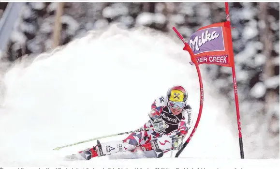  ??  ?? Überragend: Ein aggressive­r Marcel Hirscher hatte „teilweise ordentlich­e Schnitzer drin“, seinen 33. Weltcup-Sieg fuhr der Salzburger aber souverän ein