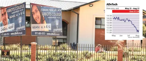  ?? SIMPHIWE MBOKAZI African News Agency (ANA) ?? PRIVATE school and college company ADvTECH has managed to increase its opening profit by 17 percent. Abbotts College in Winchester Hills, south of Johannesbu­rg, is part of the ADvTECH stable. I