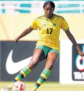  ?? COURTESY OF @CONCACAFW ?? Defender Njeri Butts in action for the young Reggae Girlz during yesterday’s Concacaf Under-20 Championsh­ips match against Panama at the Estadio Feliz Sanchez in the Dominican Republic. Jamaica won 4-1.