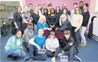  ??  ?? ● North Wales Youth Commission; Pictured is Deputy Police and Crime Commission­er, Ann Griffith and Police and Crime Commission­er Arfon Jones with those that took part in the North Wales Youth Commission Member Meeting. Picture Mandy Jones