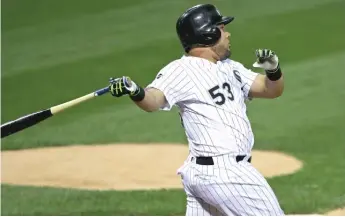  ?? | GETTY IMAGES ?? The Sox’ Melky Cabrera smacks a home run in the first inning Tuesday at U. S. Cellular Field.