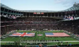  ?? Dave Shopland/BPI/REX/Shuttersto­ck ?? Link-ups between NFL and Premier League teams – such as this Bears v Raiders game at Tottenham Hotspur Stadium in 2019 – have become more common in recent years. Photograph: