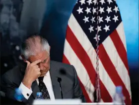  ?? ANDREW HARNIK / AP ?? Secretary of State Rex Tillerson attends the National Space Council’s first meeting Thursday at the Steven F. Udvar-hazy Center,vin Chantilly, Va. Tillerson denied a news report on Wednesday that he was on the verge of resigning this past summer amid...
