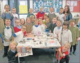  ??  ?? Mrs Thomson’s group who have been painting rocks as part of the Fort Rocks campaign.