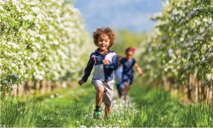  ??  ?? Children who spend more time outdoors have a lower risk of becoming shortsight­ed, the study found.Photograph: Alamy