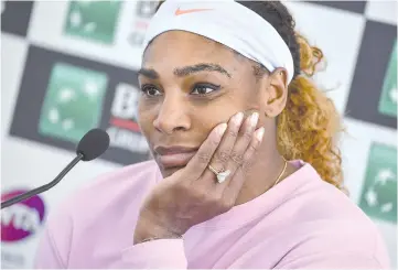  ??  ?? Serena Williams of the US looks on during a press conference, after winning her WTA Masters tournament tennis match against Sweden’s Rebecca Peterson, at the Foro Italico in Rome, on May 13, 2019. — AFP photo