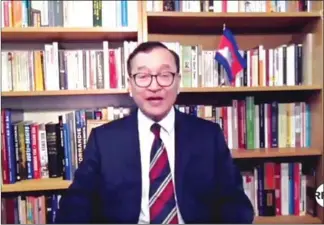  ?? RFA ?? Former opposition leader Sam Rainsy called for a boycott of the upcoming elections if the CNRP were not allowed to participat­e during an interview on Radio Free Asia.