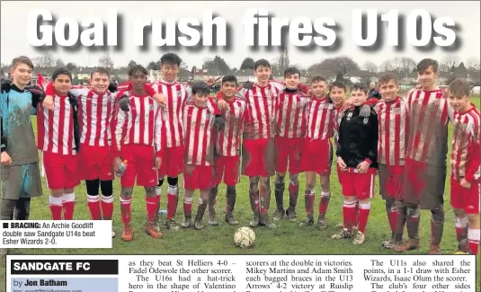  ??  ?? BRACING: An Archie Goodliff double saw Sandgate U14s beat Esher Wizards 2-0.