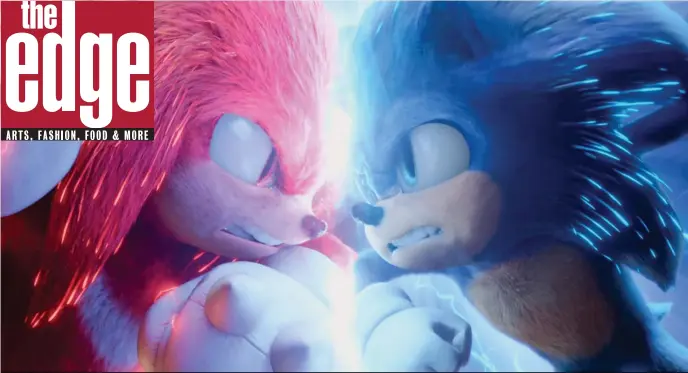  ?? PARAMOUNT PICTURES ?? GOING INTO BATTLE: Knuckles (Idris Elba) and Sonic (Ben Schwartz), from left, face off in ‘Sonic the Hedgehog 2.’