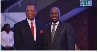  ??  ?? Chief Don Etiebet CON, former Minister of Petroleum, Federal Republic of Nigeria with 'Tunde Folawiyo