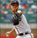  ?? KEVIN C. COX / GETTY IMAGES ?? Braves right-hander Mike Foltynewic­z gave up first-inning runs in his two starts against the Dodgers in Games 1 and 4 in their NLDS.