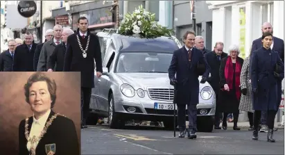  ??  ?? The funeral cortege of Kathleen (Kay) McGoldrick passing through the centre of Sligo.