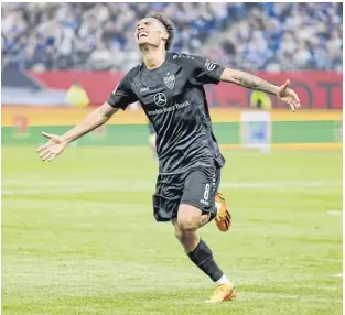  ?? afp ?? Stuttgart’s Enzo Millot celebrates his goal against Hamburg.