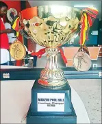  ?? ?? The trophy that was up for grabs in the inaugural Manzini Pool Hall Singles Pool Knockout Tournament on Saturday.