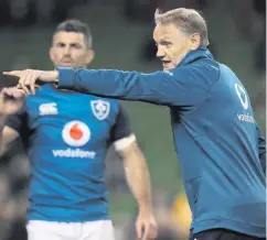  ??  ?? Pointing the way: Joe Schmidt won’t rest on his laurels after claiming the All Blacks’ scalp at the Aviva Stadium