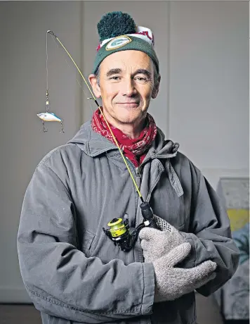  ??  ?? Gone fishing: Mark Rylance in between rehearsals for Nice Fish, left, and as the BFG, below