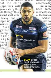  ??  ?? BLOW Leeds must now cope without the injured Watkins