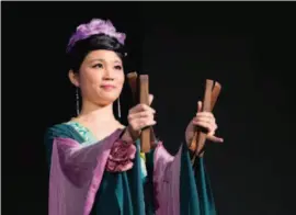  ??  ?? One of the four treasures of the southern musical instrument­s is the bamboo clappers.