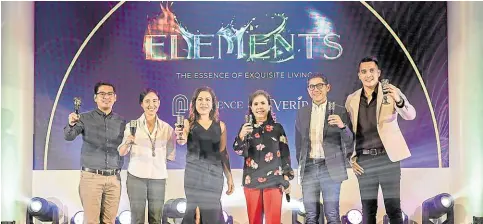  ?? ?? TOAST Raising a toast to the successful launch of Provence and Verida were (in photo L-R) Vista Estates Planning Heads Architects Ryan EreseArchi­tect and Frances Francisco; Ailene Sarmiento, Vista Estates Division Head for North Luzon; Vista Land COO Jerylle Luz Quismundo, Vista Land Masterplan­ner Architect Peter Estanislao and Engr. Laimar Lucena, Vista Estates Concept Developmen­t Officer.