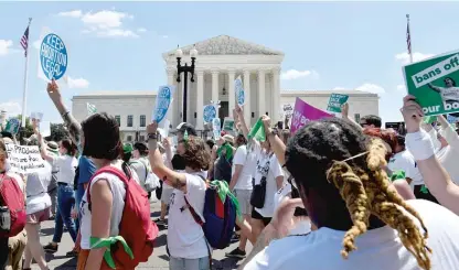  ?? NICHOLAS KAMM/AFP VIA GETTY IMAGES ?? Abortion rights activists rally outside the U.S. Supreme Court after the overturnin­g of Roe v. Wade.